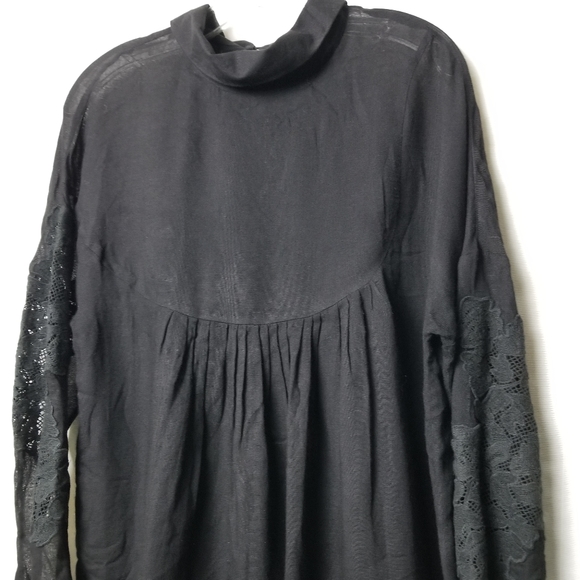 Tibi Embroidered Black High Neck Bow Tie Blouse Swing Loose Fit Size Small - Picture 4 of 14